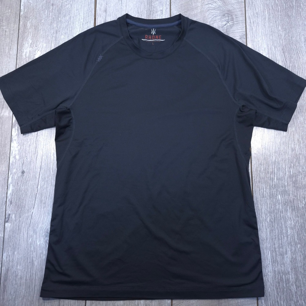 Rhone Reign Shirt Mens Large Black Short Sleeve Raglan Training Gym Tee